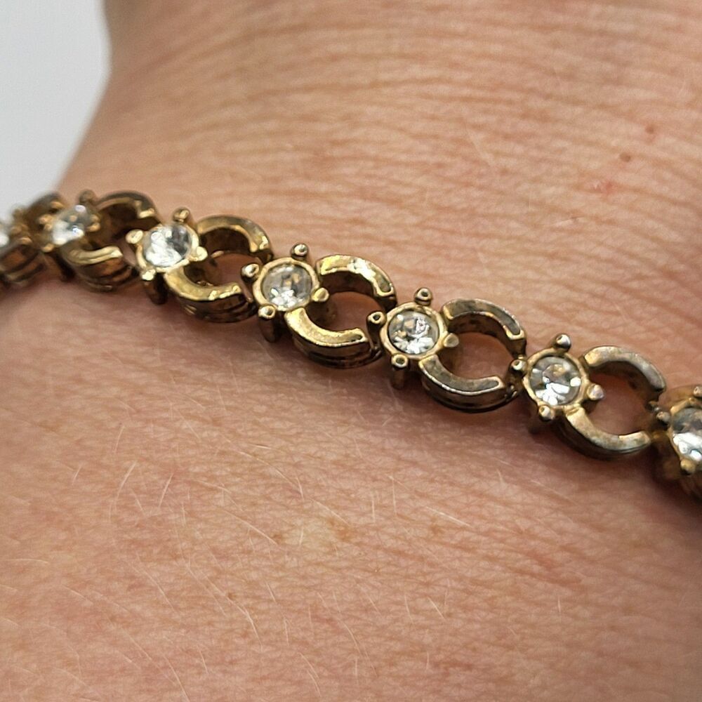 14K Gold Plated Estate Tennis Bracelet 7.5in